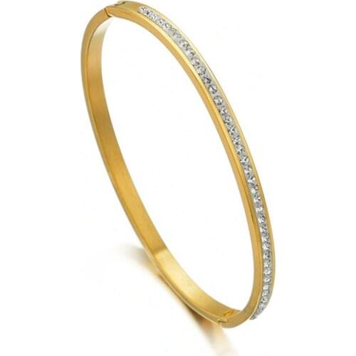 Dlicate Fashion Crystal Gold Charm Bracelets Women Wedding Engagement Thin Bangle Fine Jewelry Romantic Female Gift