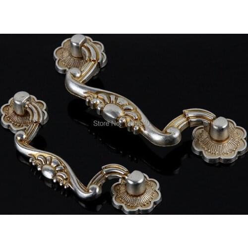 New 2pcs 96mm Antique Cabinet Kitchen Handle Knob Euro-Style Vintage Wardrobe Knobs Modern Kitchen Drawer Handles Bars Pulls