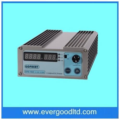 New CPS-1620 300W (110Vac/ 220Vac) 0-16V/0-20A, Gopher Compact Digital Adjustable DC Power Supply CPS1620 + Plug EU