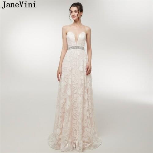 JaneVini 2018 Charming A Line Long Bridesmaid Dresses with Sequins Beaded Strapless Floor Length Tulle Pageant Formal Prom Gowns
