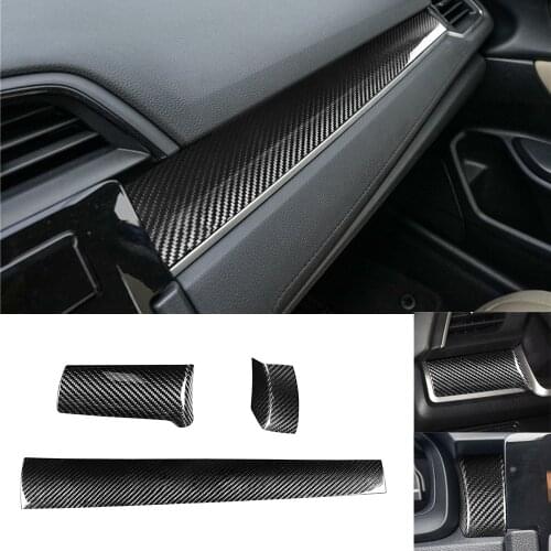 Real Carbon Fiber Dashboard Center Console Panel Cover Decoration Trim Fit for Honda Civic 10th 2016-2021 Interior Assessoires