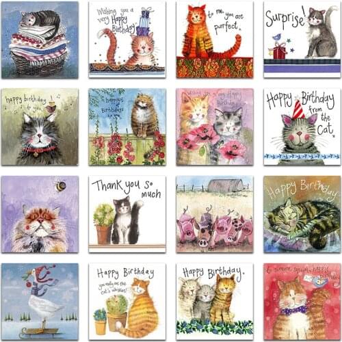 Full Round Diamond mosaic Animal cute kitten DIY Diamond painting Cross stitch cartoon cat Full Square Diamond embroidery swan