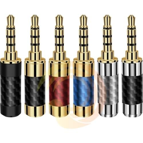 QUEYINFANG 3.5mm 4-Pole Plug Carbon Fiber 3.5mm 4-Pole Connector Gold-plated Copper OD6mm 3.5mm Jack Plug