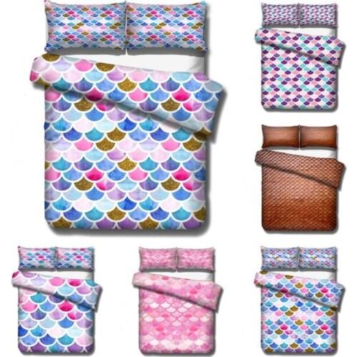 Colorful Fish-scale Pattern Multicolored Bedding Sets Kids Children Gift Duvet Covers Pillowcases Comforter Cover Bedclothes