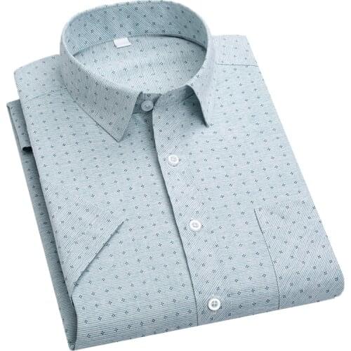 Aoliwen brand 2020 Fashion Casual Short Sleeve Print Shirt Slim Fit Mens Social Business Shirt Mens Clothing Soft Comfortable