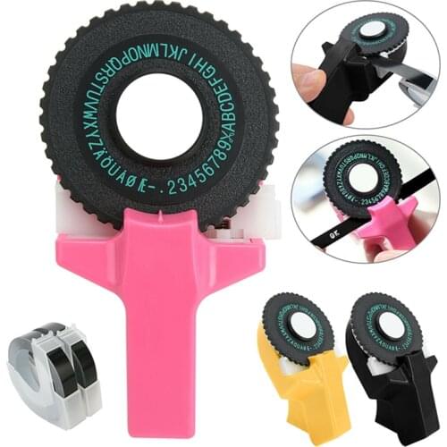 Manual 3D Embossing Label Maker Typewriter Printer DIY With Free Tape Typewriter Tape Paper Printer Labels 6Colors