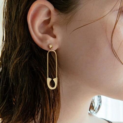 New Trend 2021 Square Oval Gold Stud Earrings For Women South Korean Fashion Ear Jewelry Japanese Metal Earring