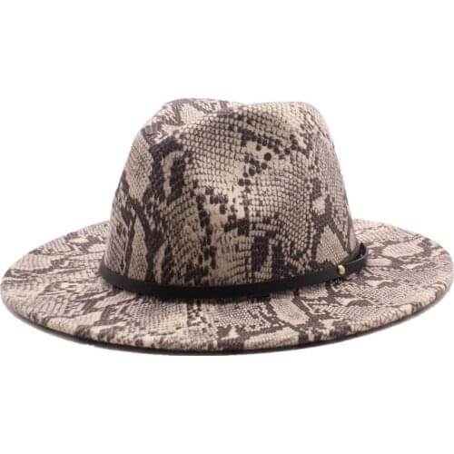 Siroum Men Women Jazz Felt Hat Flat Brim Fedora Hats with Belt Buckle Panama Trilby Cap Party Formal Top Hat