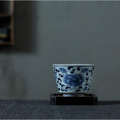 Jingdezhen Blue and White Porcelain Tea Cup Porcelain KungFu Tea Set Tea Cup Fragrance-Smelling Cup Single Bowl Master Cup Bowls