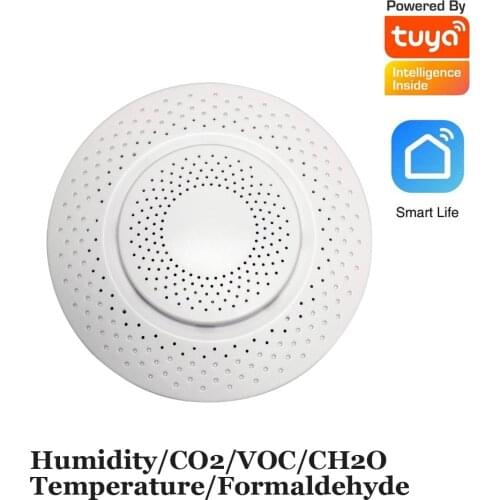 Smart Air Box Tuya 2.4G Wifi Temperature Humidity Detector Smart Life Wireless CO2 CH2O Formaldehyde VOC Gas Alarm Sensor