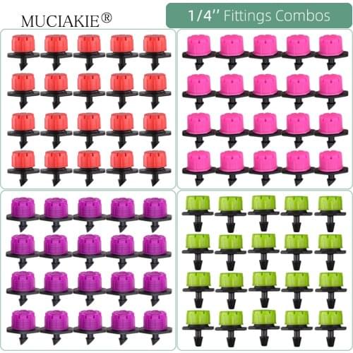 1/4'' Irrigation Drippers Water Connectors Combos Garden Micro Watering Fittings Compensation Emitters Fog Nozzle Microspray Kit