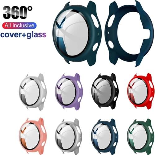 Glass+Case For Samsung Galaxy watch active2 44/40mm All Around cover bumper Screen Protector for Galaxy watch active 2 44mm 40mm