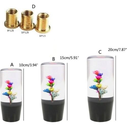 Universal Manual Car Gear Shift Knob Lever Stick Shifter Glow Real Flowers Head F19A