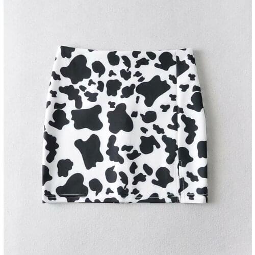 Spring and Summer 2021 New Europe and The United States Ins Hip Skirt Womens Cow Design Single Split High Waist Skirt DLBSQ392