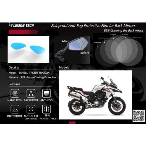 Rainproof Waterproof Anti-Fog Protective Film(2pairs) for BENELLI TRK502 TRK502X BJ500GS-A Motorcycle Back Mirrors