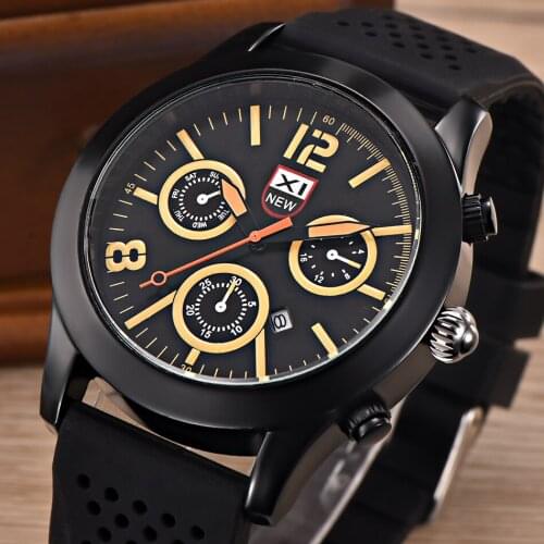 XINEW 2018 Brand Original Fashion Mens Watches Silicone Band Casual Quartz Watch with Date Calendar Students Boys Watch Gifts