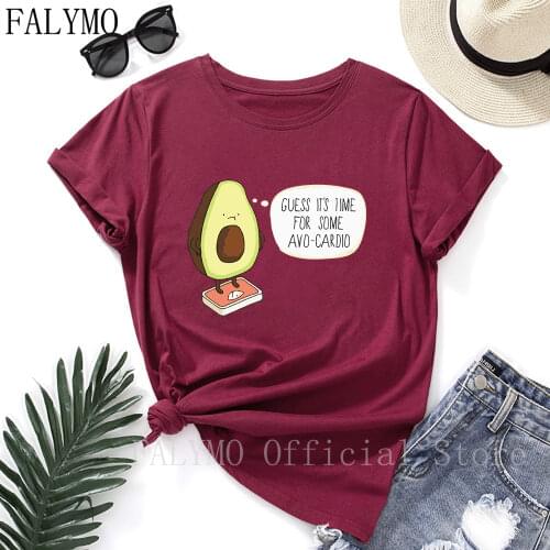 Funny Cardio T-Shirt Its Time for Some Avocardio Shirts Women Short Sleeve Cotton Tops Graphic T-shirts Female Top Tee Shirt