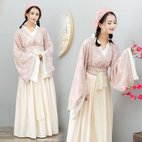 New womens lace large sleeve shirt large sleeve wide sleeve middle garment embroidered Wei Jin style daily Han suit