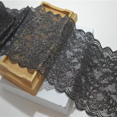 1 Mete/lot 17cm Elastic Lace Fabric Black Gold Elastic Lace Trimming DIY Crafts Material Gift Wrapping Lace Ribbon