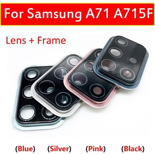 100% Original New Lens with Frame For Samsung Galaxy A71 A715 A715F Housing Back Camera Glass Lens With Cover Frame Holder +Tool