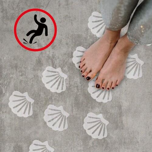 12PCS Bathtub Anti-Slip Stickers Shell Style Safety Treads Adhesive Sticker For Bathroom Bathtub Shower Floor Non-Slip Stairs