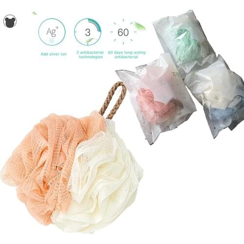 2Pcs Soft Body Bubbles Sponge Bath Ball Nylon Scrubber Loofah Mesh Net Ball Cleaning Bath Sponge Multi-color Shower Flower