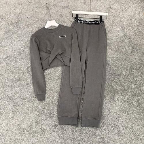 2021 spring long sleeve loose Street trendsetter sports suit cotton womens split design pants