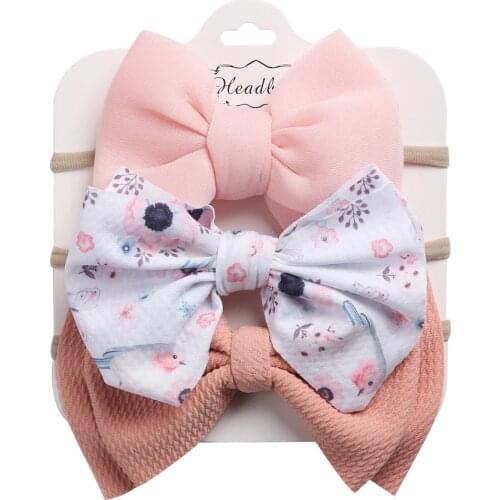 3Pcs/Set Baby Headband Printing Floral Bow Knotted Turban Bands Haarband Baby Girl Headbands Elastic Hair Band Hair Accessories