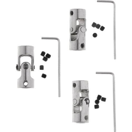 3pcs 6mm to 8mm Inner Dia Rotatable Universal Steering Shaft U Joint Coupler