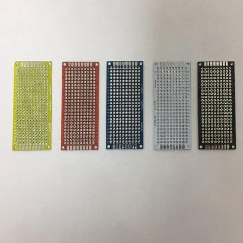 5*7cm 5x7cm 1.6mm Thick Double Two Side Red Blue White Black Yellow Fiber Glass Tin Spray FR4 Hole Weld Test Universal PCB Board