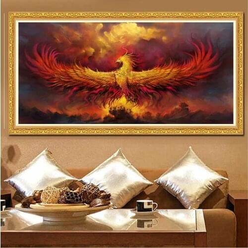 5D Diamond Painting Full Drill Round square Golden bird phoenix animal Diamond Embroidery Handcraft Kit Diamond mosaic decor art
