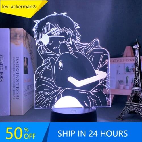 Anime Chainsaw Man Led Light for Bedroom Decorative Night Light Children Birthday Gift Manga Chainsaw Man 3d Lamp Bedside
