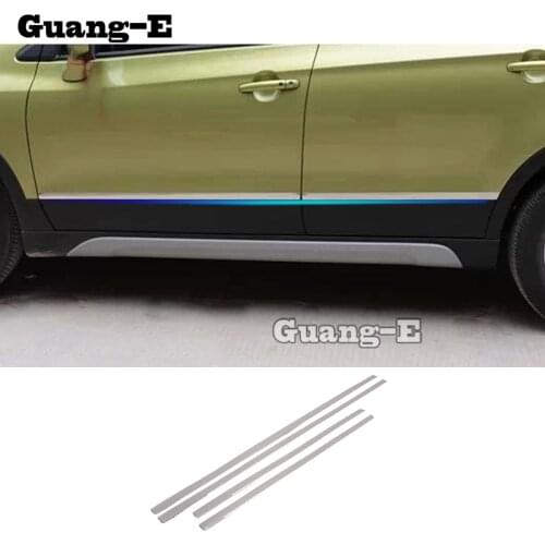 Car Cover Stainless Steel Side Door Body Trim Stick Strip Frame Bumper Hoods For Suzuki S-Cross Scross SX4 2014 2015 2016 2017