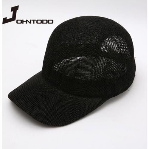 2021 New Fashion Summer Women Baseball Cap Solid Color Breathable Cool Equestrian Straw Hat Snapback Hat British Retro Sun Hats