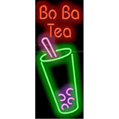 BoBa Tea vertical NEON SIGN Real GLASS Tube Beer PUB Restaurant Signboard display Decorate Shop food dinner Light Signs 19*15"