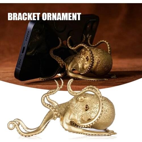 Octopus Holder Golden Animal Shape Cell Phone Holder Desk Phone Stand Artwork for Home Office MUMR999