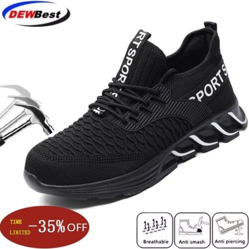 Dewbest 2021 new mens safety shoes anti-smashing and anti-piercing work protective shoes steel toe sports light casual shoes