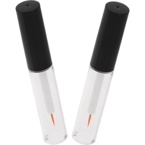 2Pcs 4ml Black Cap Acrylic Empty Eyelashes Tubes Eyeliner Vials Bottle for Eyelash/Eyebrow Growth Serum Castor Oil