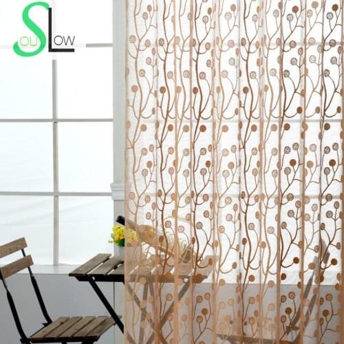 Slow Soul White Beige Coffee Hollow Lace Curtain Modern Leaves Curtains Tulle For Living Room Rideaux Kitchen Sheer Bedroom