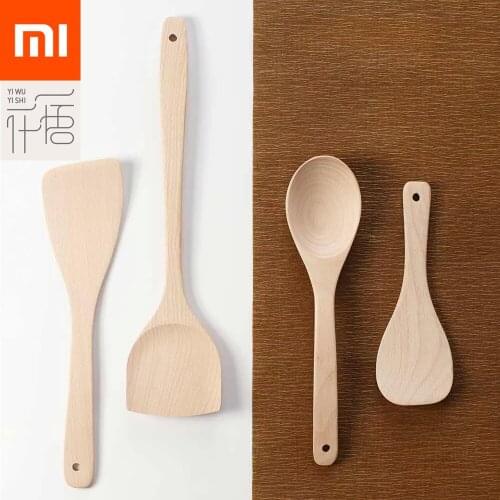 4 In 1 Xiaomi Youpin Yiwuyishi Spatula/Fried shovel/ Soup spoon/ Rice spoon Mixing Kitchen Tools Beech Wood Material