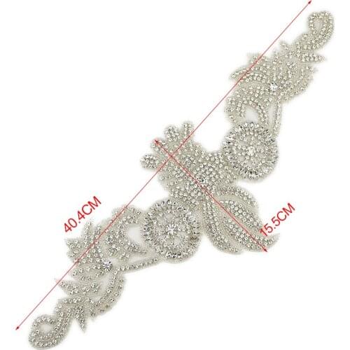 Mini Order popular 3D silver gold and champagne rhinestone applique for bride belt WRA-1005