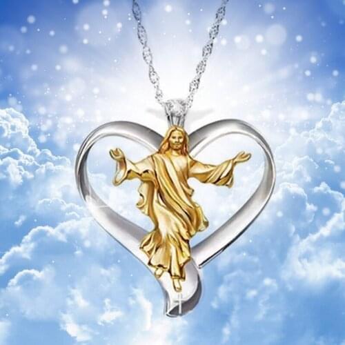Unisex Fashion Christian Jesus Praying Alloy Necklace Jesus Heart Pendant Necklace Jewelry Pendant Gift H9
