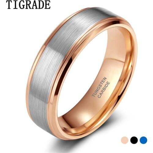 TIGRADE 8mm Tungsten Man Ring Wedding Engagement Simple Rings Jewelry Rose Gold, Silver Color Joyas Para Hombre Bague Phalange