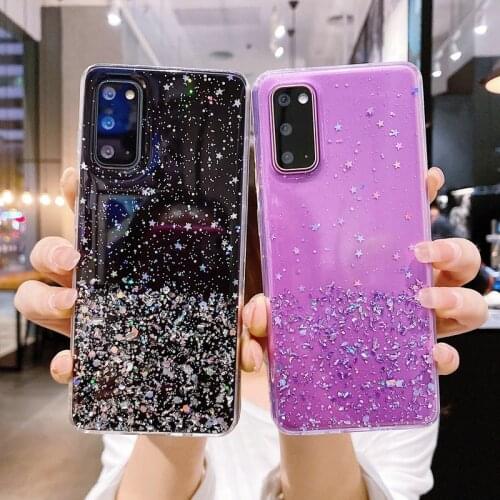 Glitter Bling Star Soft Clear Cover For Samsung Galaxy A02S A12 A21S A31 A41 A42 A51 A71 M31S A10S A10 A30S A50 S20 FE Plus Case
