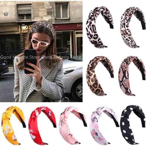 New Fashion Womens Headband Leopard Print Knot Hair Hoop for Women Girls Headwear Cross Knotted Hair Bands Hair Accessories