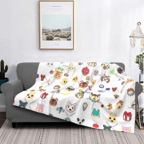 Animal Crossing Cute Pattern Throw Blanket Soft Blanket Winter Quilted Quilts Pizza Home Textile Luxury Bed Linen