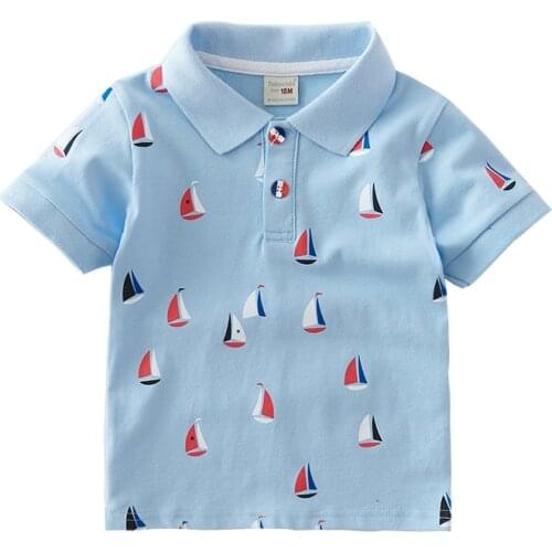 1-6T High Quality Summer Cotton Baby polo Shirts Cartoon boat kids Short Sleeve Clothes Bebe Boys Tops Toddlers Clothing