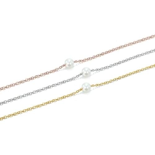 HelloLook Pearl Choker Necklace 316L Stainless Steel Chain Necklace Women Jewelry Girl Clavicle Chain High Quality