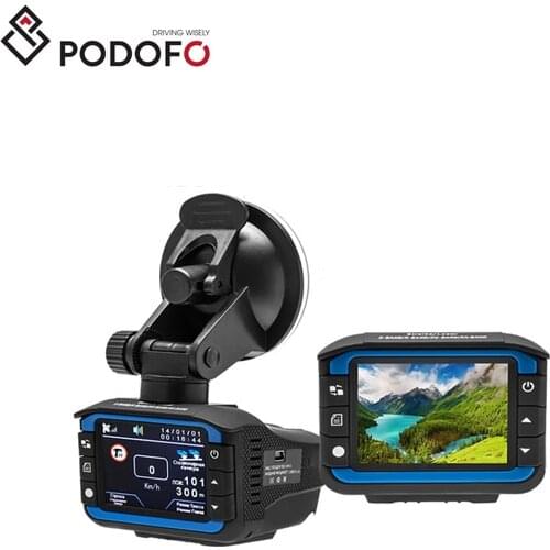 Podofo Car DVR Radar Detector GPS Tracker 3 in 1Car Camera Video Recorder Russian Radar Speed Cam Anti Radar Dash Cam