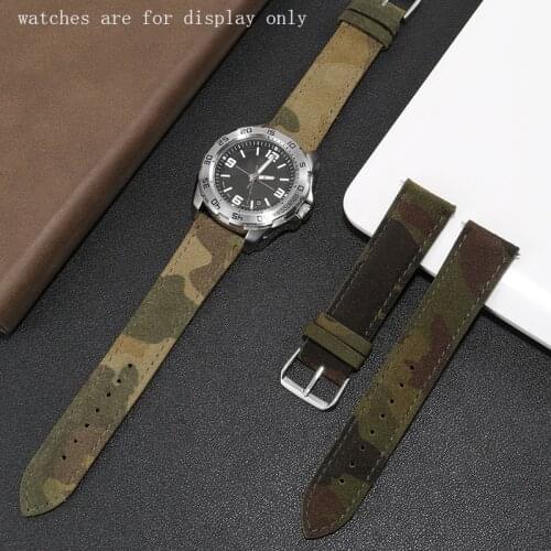 Replacement Rado Genuine Leather Strap Citizen Retro Matte Leather Watchband 18mm 20mm 22mm Khaki Army Green